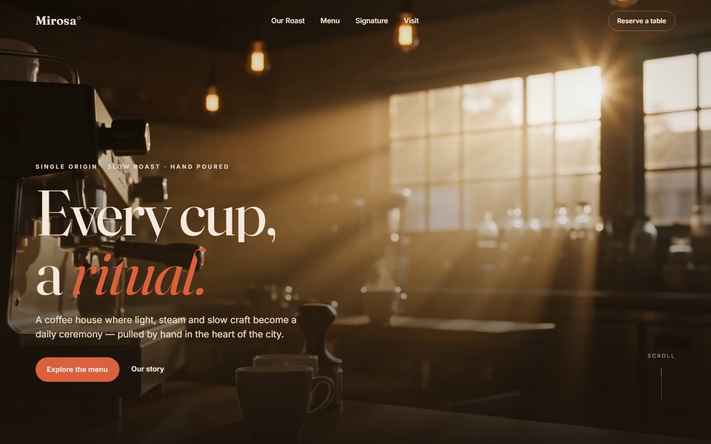 Mirosa coffee house homepage
